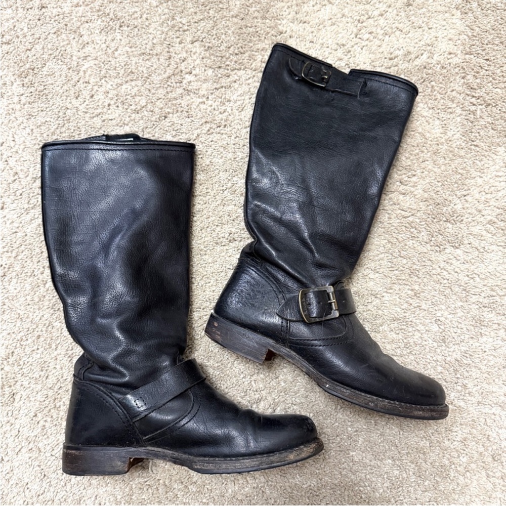 Frye Black Leather Veronica Tall boots